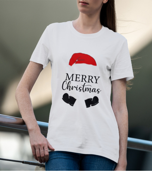 Merry Christmas Svg Santa Hat And Boots Softstyle V-Neck T-Shirt