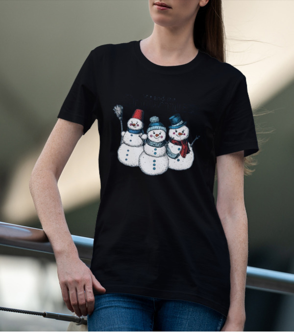 Gotfunny Me And The Snowmies Festive Snowmen Trio With Hats And Scarves T-Shirt
