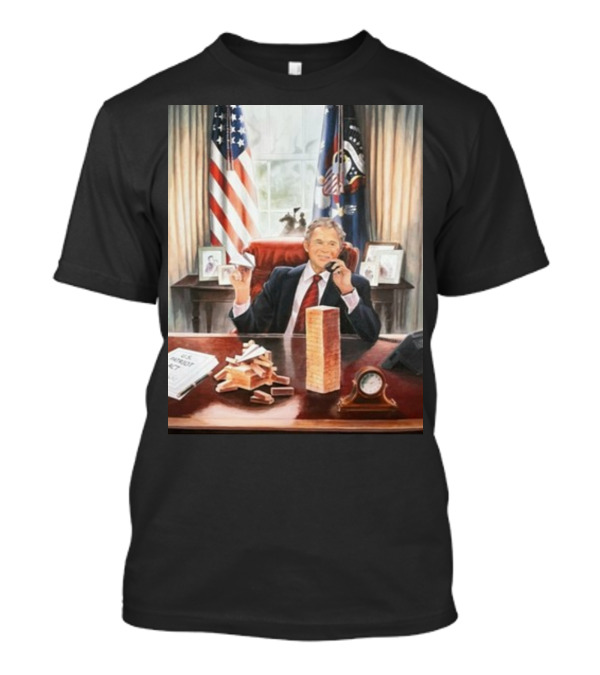 Printify George Bush Jenga Towers In Oval Office T-Shirt