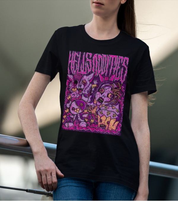 Hells Oddities Creepy Doll Zombie Cupcake Cat Monster Bits N' Pieces T-Shirt