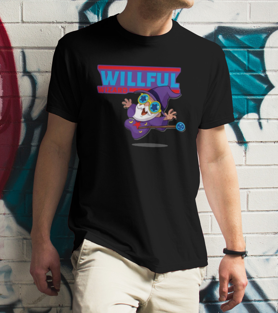 Veefriends Willful Wizard Character Starry Eyed Purple Cloak Wand T-Shirt