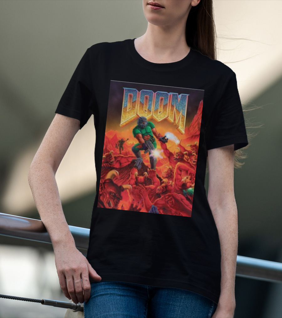 Doom 1993 Classic Poster Art Steam Key Retro Action Game T-Shirt