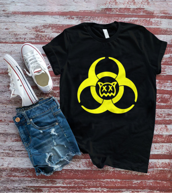 Ren Biohazard Symbol With X-Eyed Cat Face T-Shirt