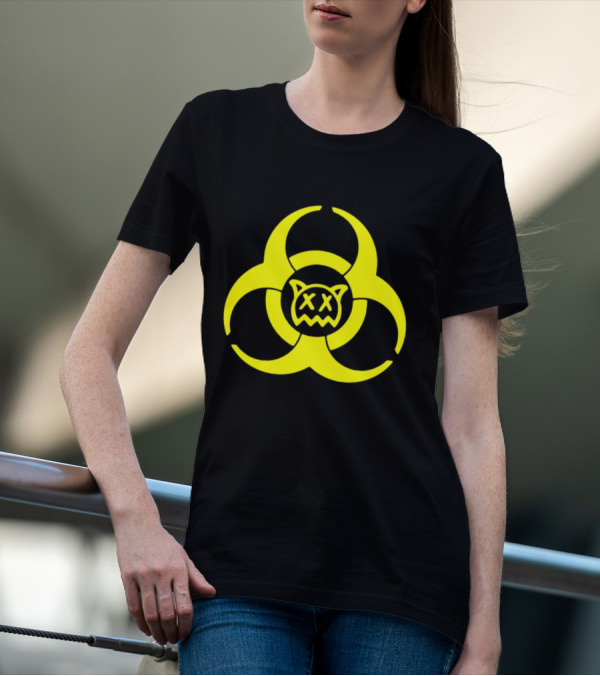 Ren Biohazard Symbol With X-Eyed Cat Face T-Shirt