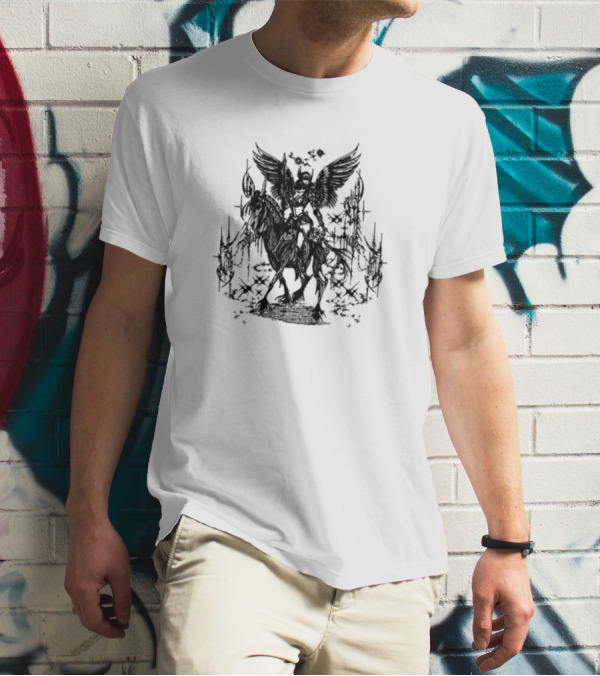Valkyrae Skyfall Angelic Warrior On Horseback T-Shirt
