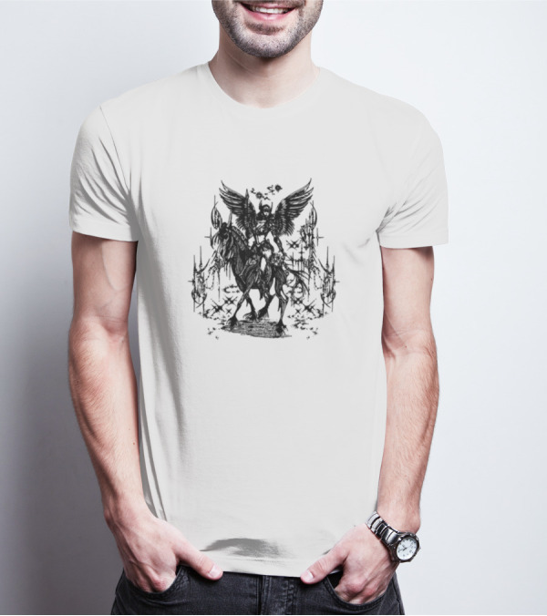 Valkyrae Skyfall Angelic Warrior On Horseback T-Shirt
