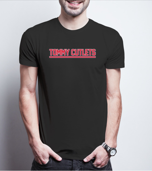 Nickyscarlotta Tommy Cutlets Bold Red Lettering T-Shirt
