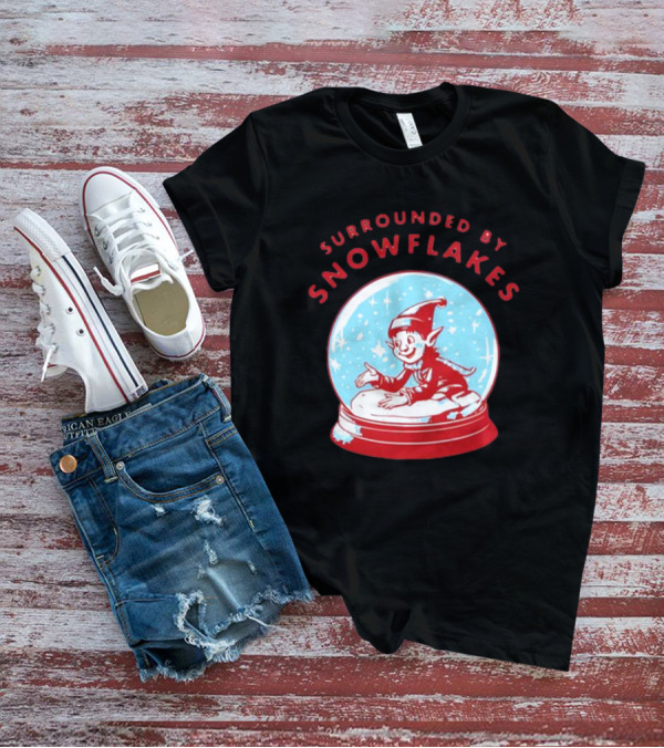 Surrounded By Snowflakes Elf Inside Snow Globe Winter Scene T-Shirt