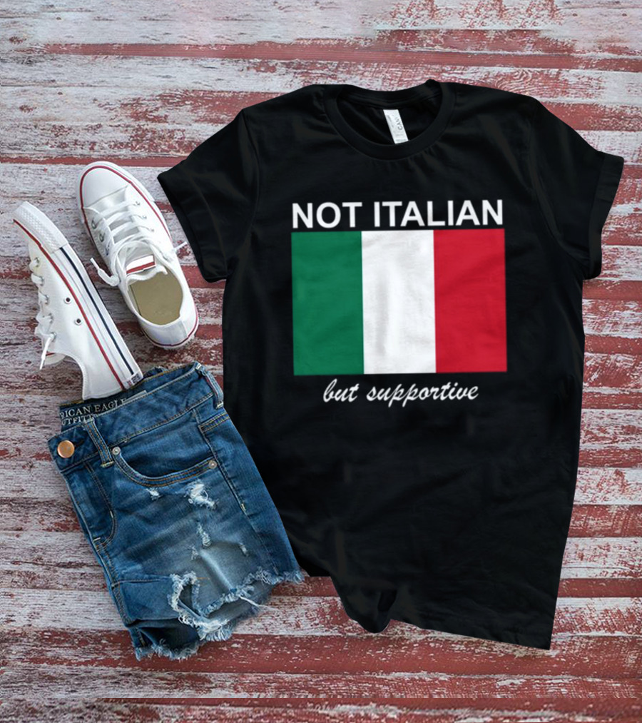 Big Cat Not Italian But Supportive Italian Flag T-Shirt