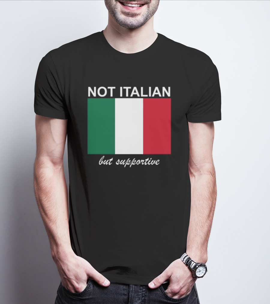 Big Cat Not Italian But Supportive Italian Flag T-Shirt