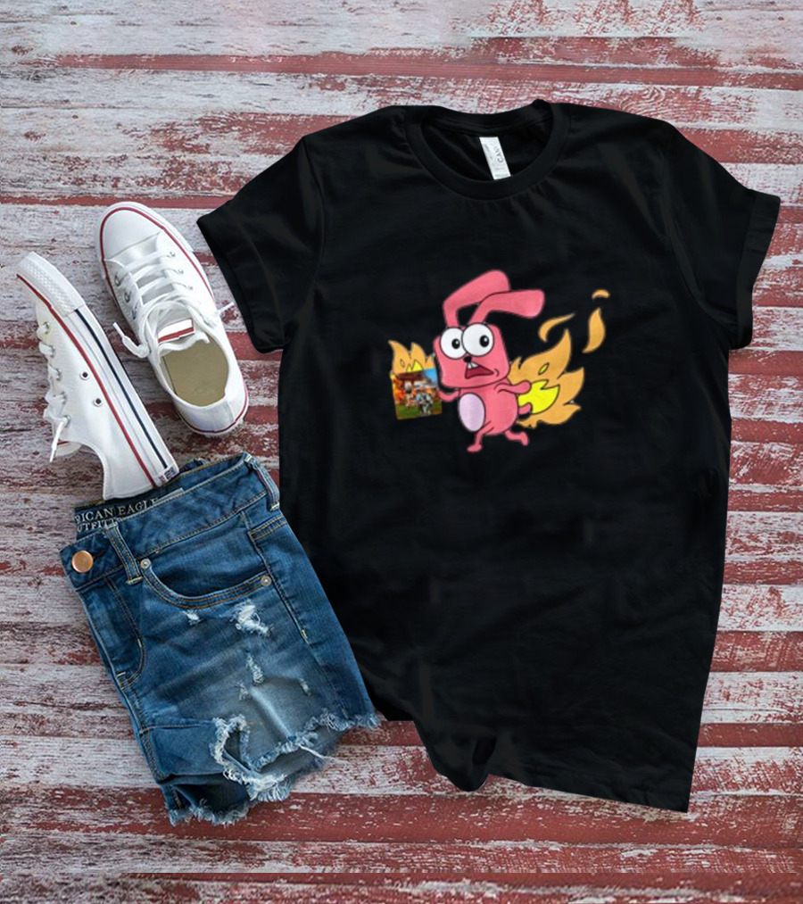 Idgafos Bunny With Flaming Tail Holding Book By Dillon Francis T-Shirt