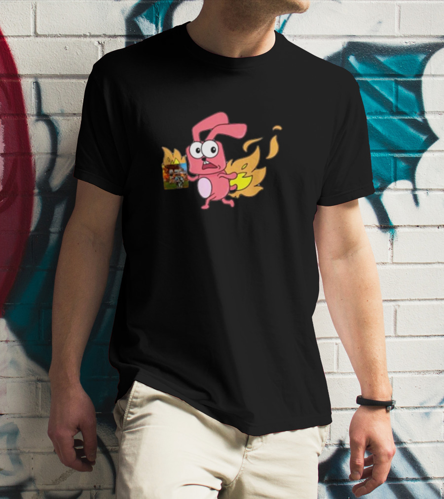Idgafos Bunny With Flaming Tail Holding Book By Dillon Francis T-Shirt