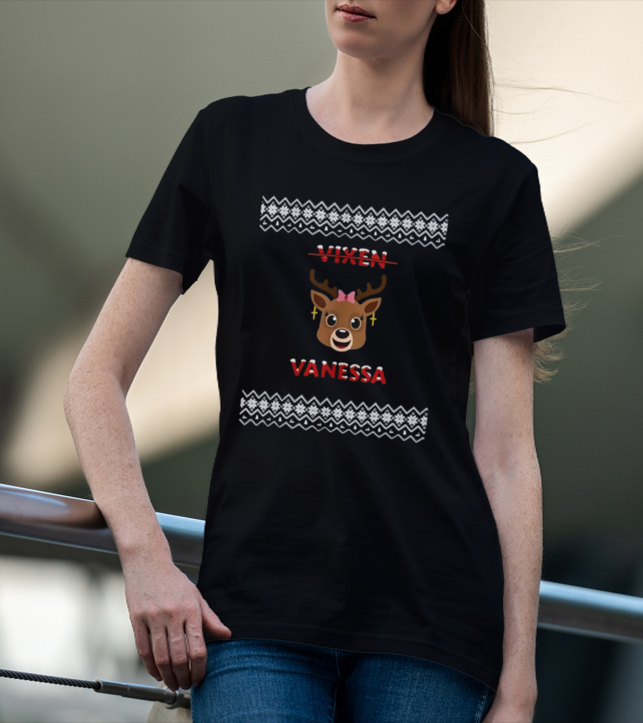 Mrs Claus Vanessa Reindeer Christmas T-Shirt