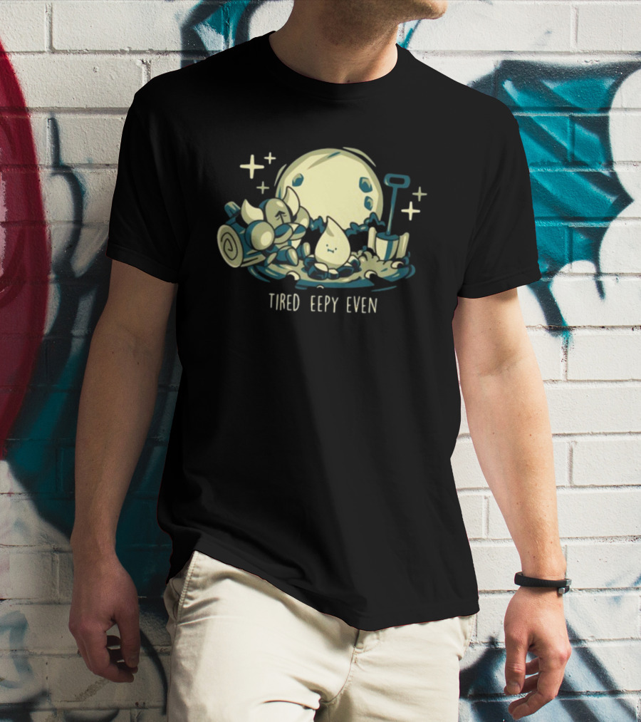 Tired Eepy Even Sleepy Characters Under Moonlit Sky T-Shirt