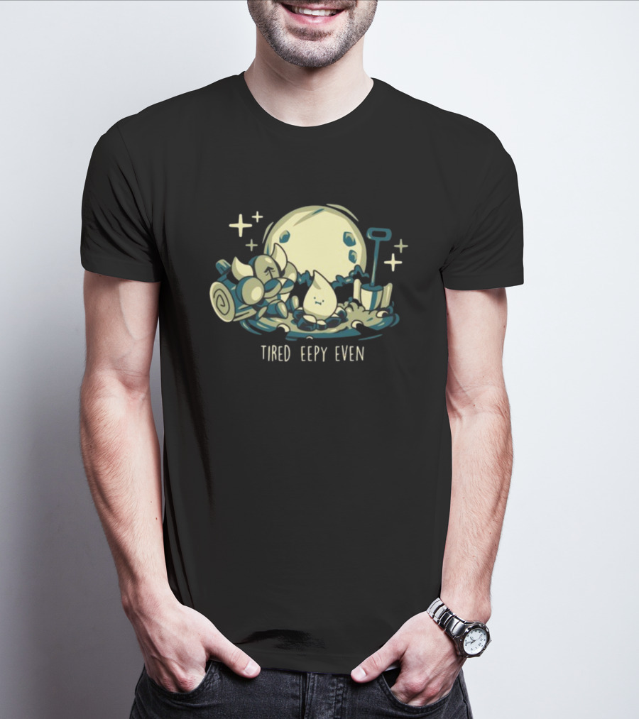 Tired Eepy Even Sleepy Characters Under Moonlit Sky T-Shirt