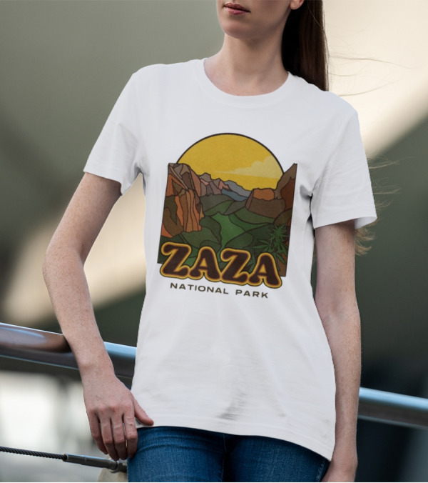 Zaza National Park Vintage Landscape With Mountains And Yellow Sunset T-Shirt