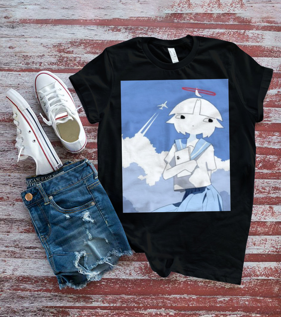 Chew Chewer Clowdy Girl With Halo And Airplane In Blue Sky T-Shirt