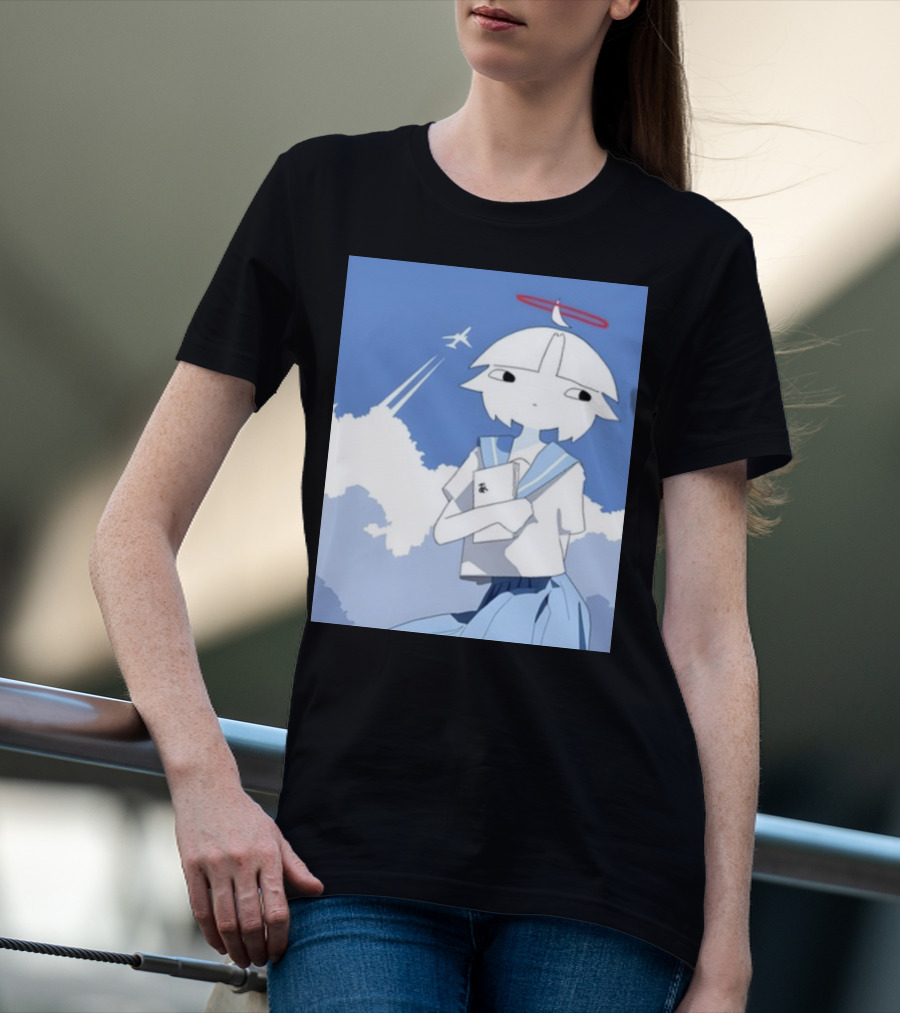 Chew Chewer Clowdy Girl With Halo And Airplane In Blue Sky T-Shirt