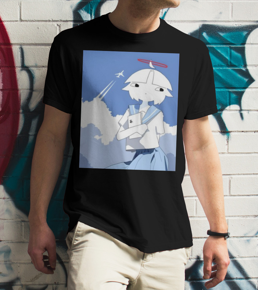 Chew Chewer Clowdy Girl With Halo And Airplane In Blue Sky T-Shirt