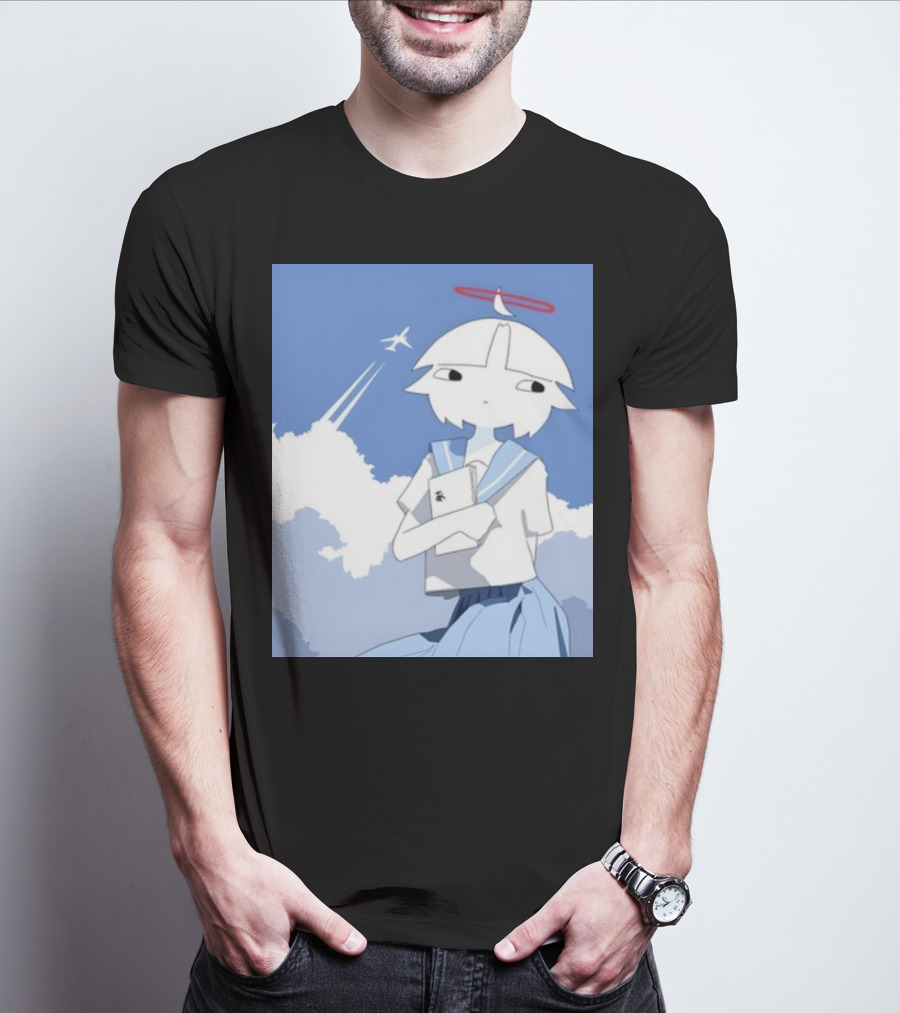 Chew Chewer Clowdy Girl With Halo And Airplane In Blue Sky T-Shirt