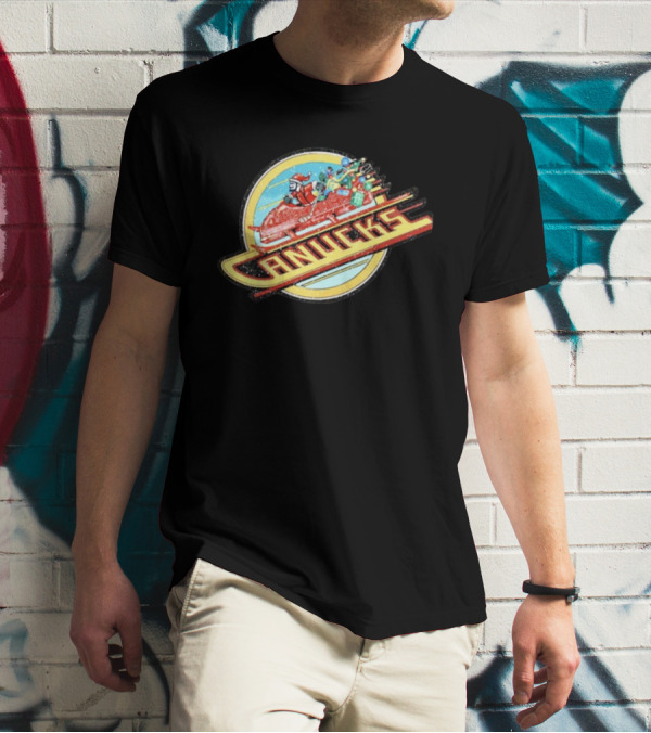 Canucks Christmas Skate Sleigh Santa Hockey Presents T-Shirt