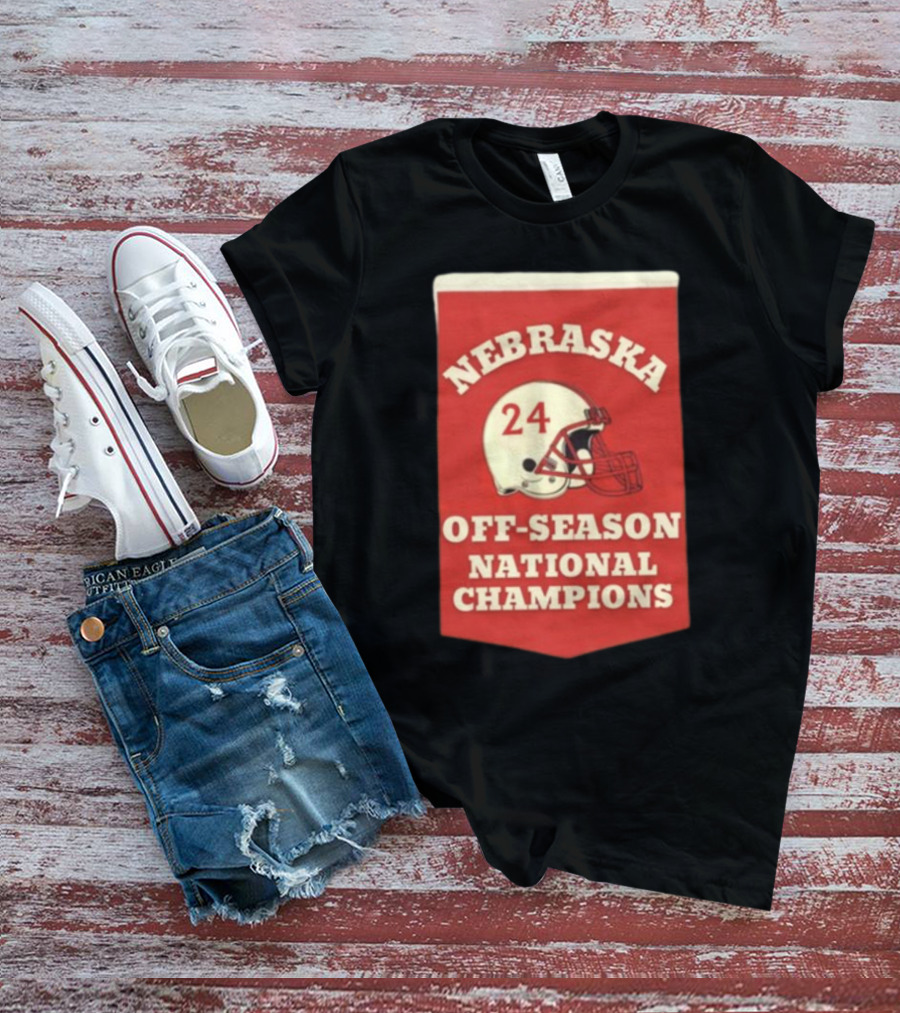 Nebraska Off-Season National Champions Red Helmet Banner T-Shirt