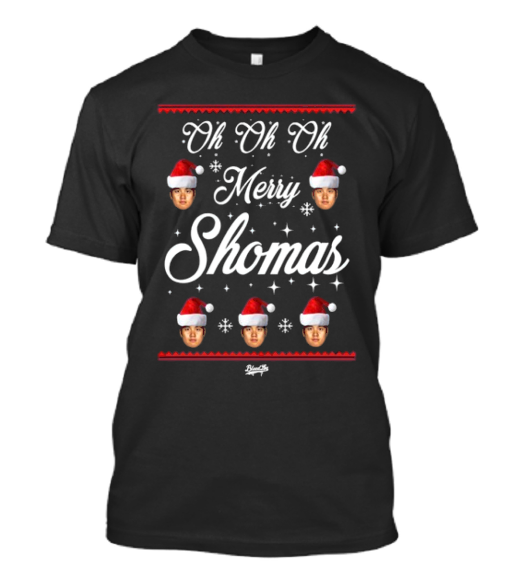 Oh Oh Oh Merry Shomas Faces With Santa Hats T-Shirt
