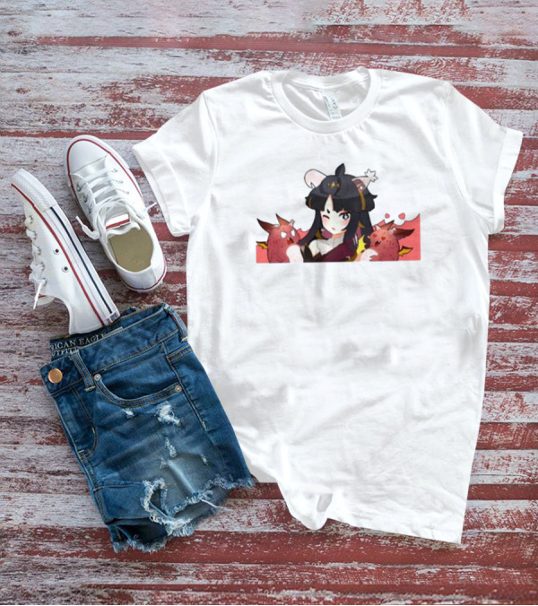 Vreverie Rana Ianna Winking Girl With Red Creatures T-Shirt