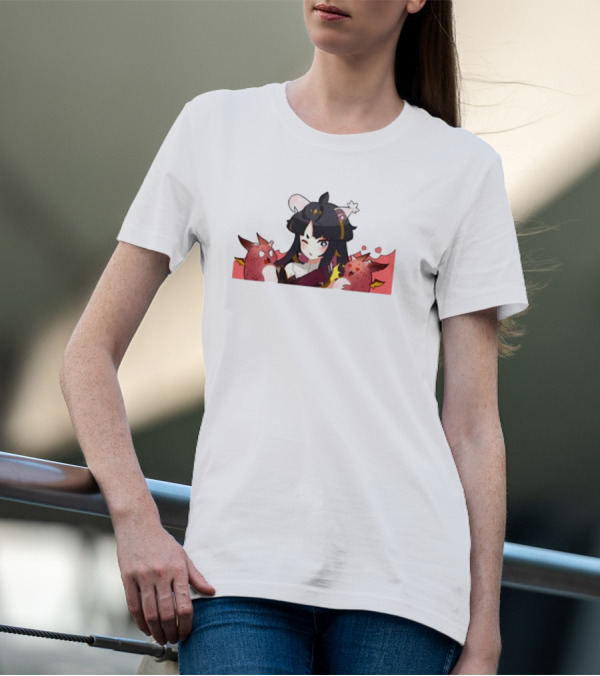 Vreverie Rana Ianna Winking Girl With Red Creatures T-Shirt