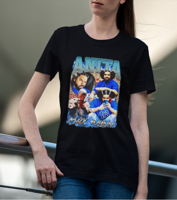 Anita Max Wynn Goofy Garms Blue Photography Collage T-Shirt