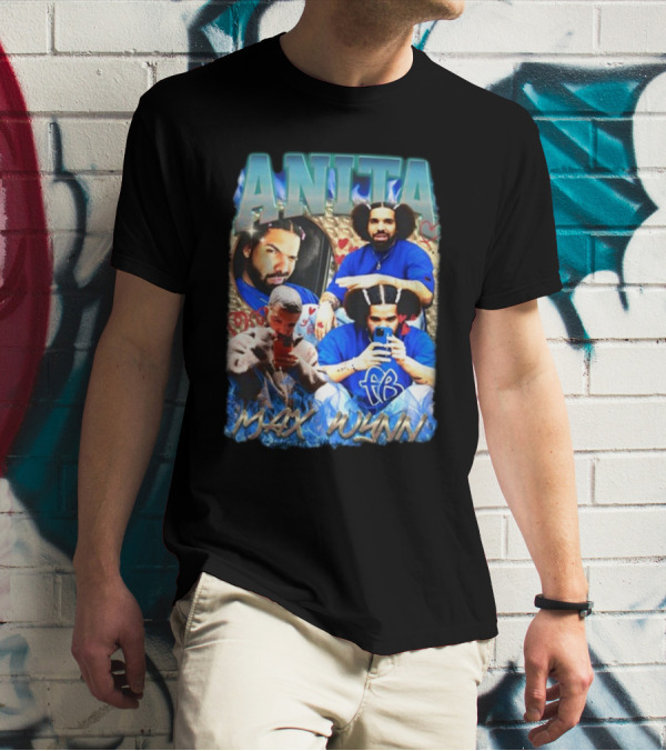 Anita Max Wynn Goofy Garms Blue Photography Collage T-Shirt