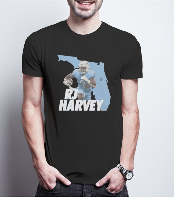 RJ Harvey Florida Football Map Background T-Shirt