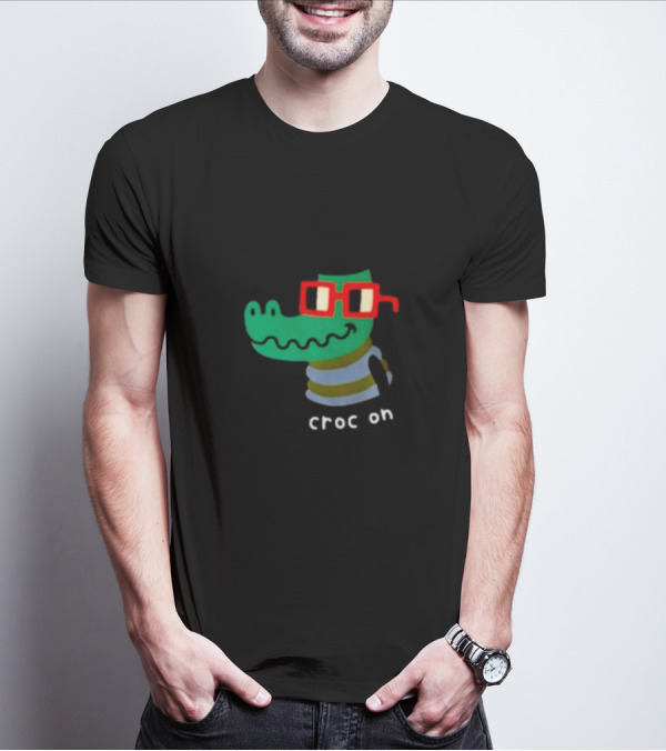 Jarmen43 Croc On Alligator With Red Glasses And Black Hat T-Shirt