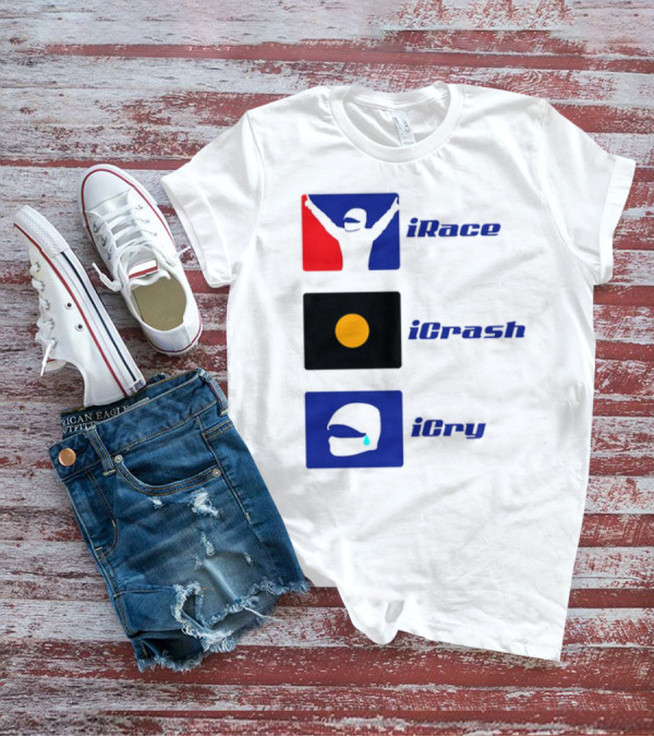 Basic Ollie IRace ICrash ICry Racing Icons And Emojis T-Shirt