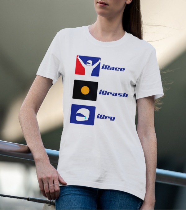 Basic Ollie IRace ICrash ICry Racing Icons And Emojis T-Shirt
