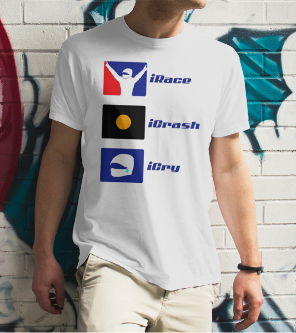 Basic Ollie IRace ICrash ICry Racing Icons And Emojis T-Shirt