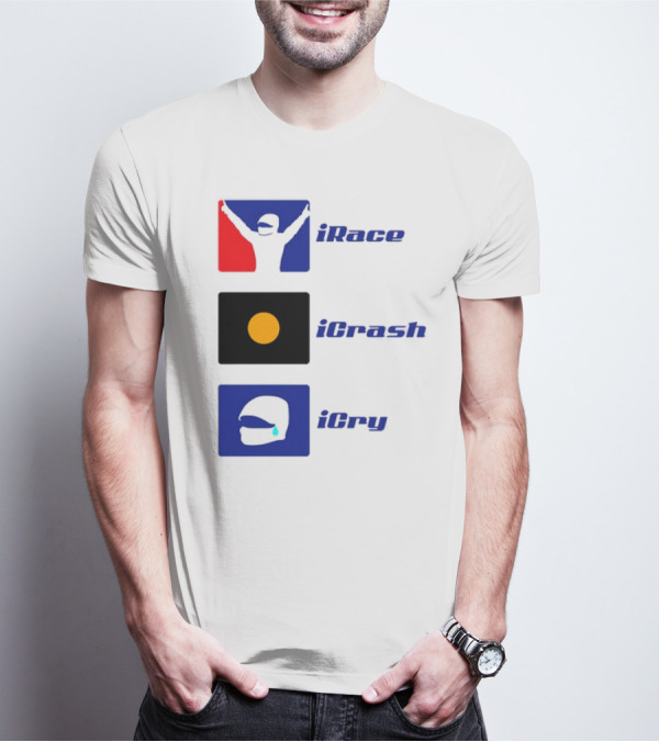 Basic Ollie IRace ICrash ICry Racing Icons And Emojis T-Shirt
