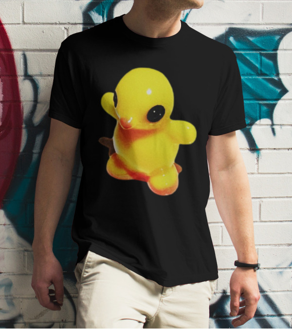 Fleshwater Plastic Duck Yellow Figurine With Black Eyes T-Shirt