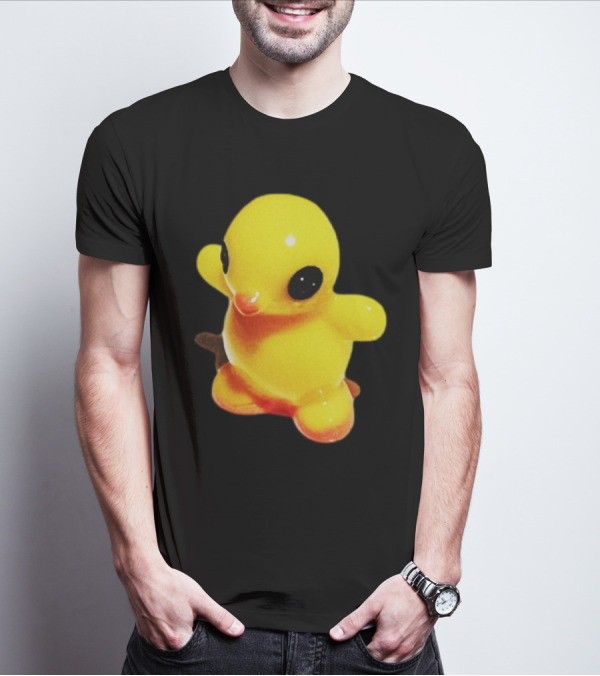 Fleshwater Plastic Duck Yellow Figurine With Black Eyes T-Shirt