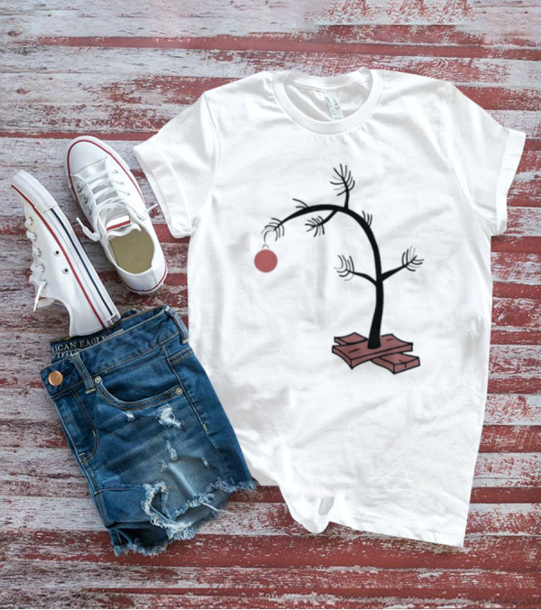 Sad Little Christmas Tree With Single Red T-Shirt