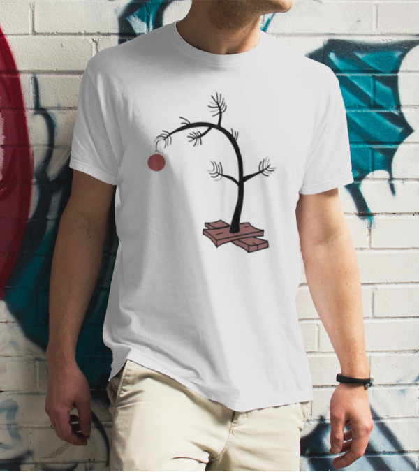 Sad Little Christmas Tree With Single Red T-Shirt