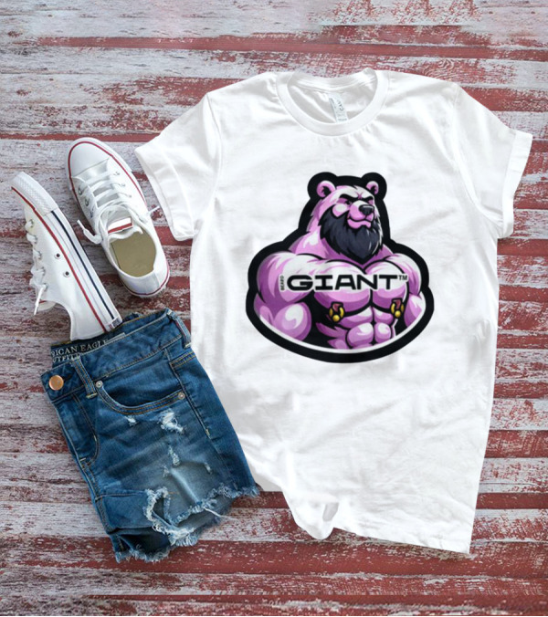 Giant Beard Bear Muscle Pink T-Shirt