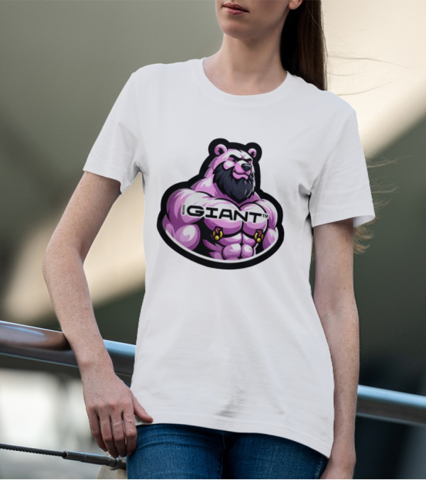 Giant Beard Bear Muscle Pink T-Shirt