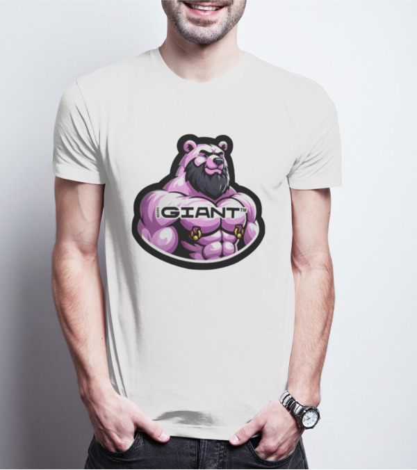 Giant Beard Bear Muscle Pink T-Shirt