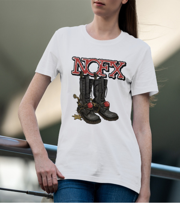 NOFX Punk Boots With Chains And Red Orbs T-Shirt