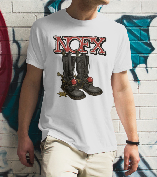 NOFX Punk Boots With Chains And Red Orbs T-Shirt
