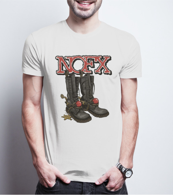 NOFX Punk Boots With Chains And Red Orbs T-Shirt
