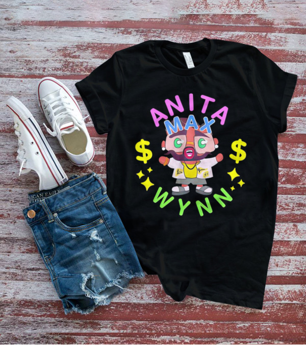 ANITA MAX WYNN Cartoon Character With Dollar Signs And Stars T-Shirt