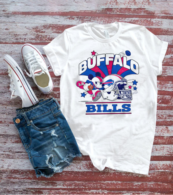 Buffalo Bills Football Mickey Mouse Tackle Starburst T-Shirt