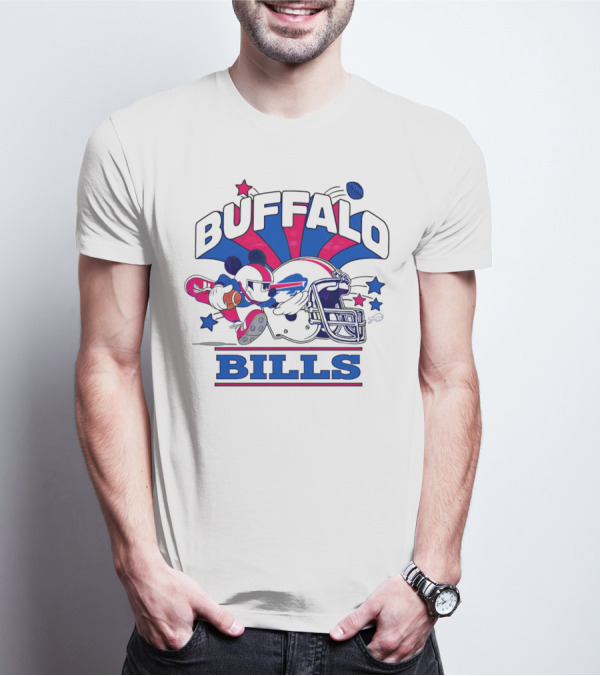 Buffalo Bills Football Mickey Mouse Tackle Starburst T-Shirt